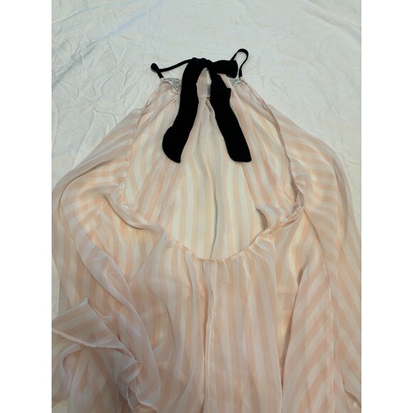 Victoria's Secret Medium Pink Sheer Slip Jeweled Neckline Tie Open Back - Picture 4 of 5